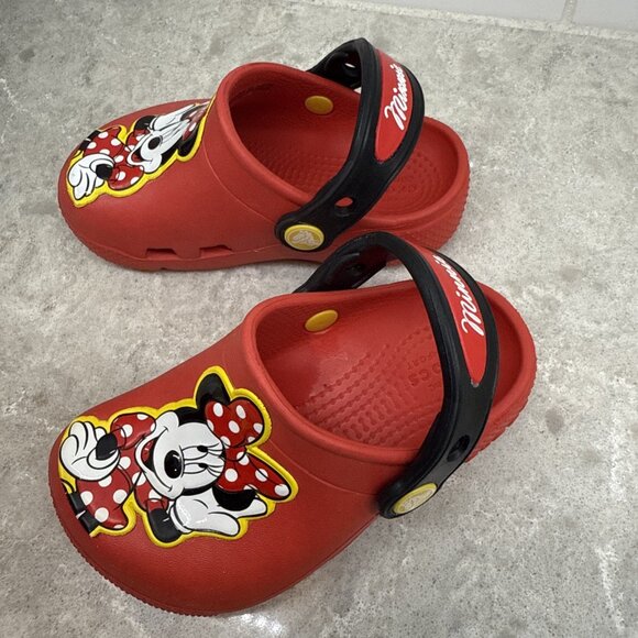 Crocs Toddler Girls Fun Lab Disney Minnie Mouse Band Clogs Size C7 Red Shoes - Picture 1 of 5